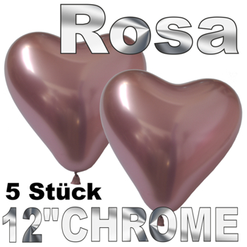 Chrome-Herzluftballons-Rosa-33-cm-5-Stueck