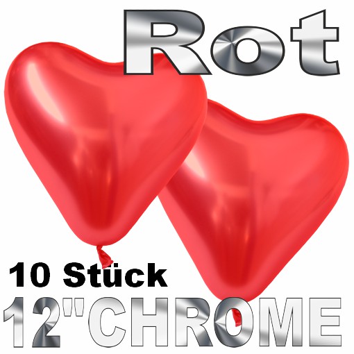 Chrome-Herzluftballons-Rot-33-cm-10-Stueck