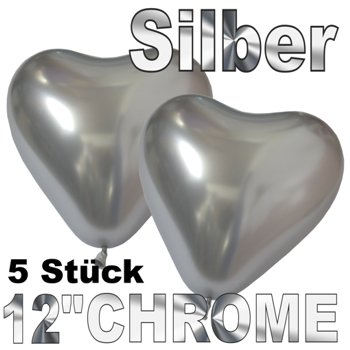 Chrome-Herzluftballons-Silber-33-cm-5-Stueck