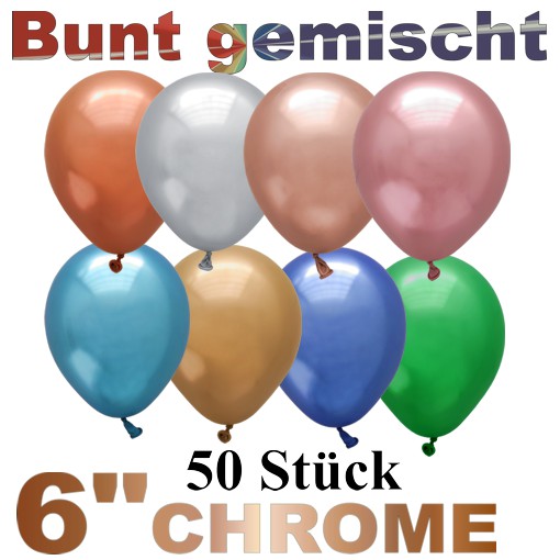 Chrome-Luftballons-bunt gemischt-15-cm-10-Stueck