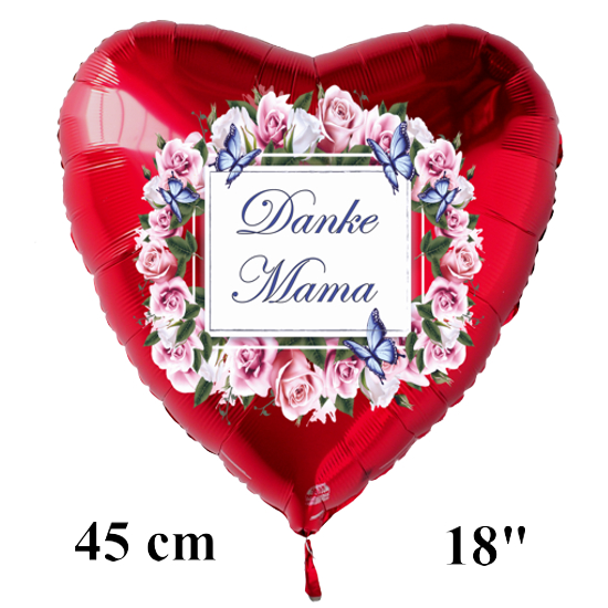 Danke-Mama-Herzluftballon-Rot-Vintage-Blumenkranz-inklusive-Helium