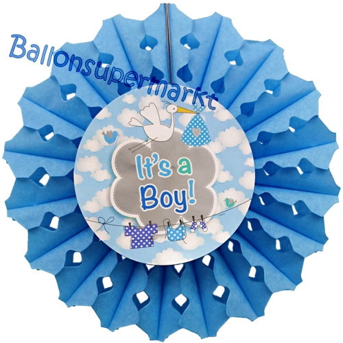 Deko-Rosette-Its-a-Boy-Dekoration-zu-Geburt-Taufe-Babyparty-Junge-Geschenk