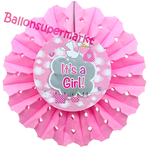 Deko-Rosette-Its-a-Girl-Dekoration-zu-Geburt-Taufe-Babyparty-Maedchen-Geschenk