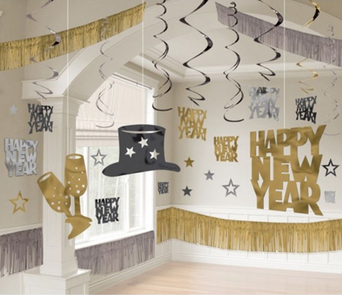 Deko-Set-Happy-New-Year-28-Teile-Raumdekoration-zu-Silvester-Neujahr-Silvesterdekoration