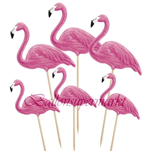 Dekopicker-Flamingo-Tischdekoration-Hawaii-Party-6-Stueck-Topper