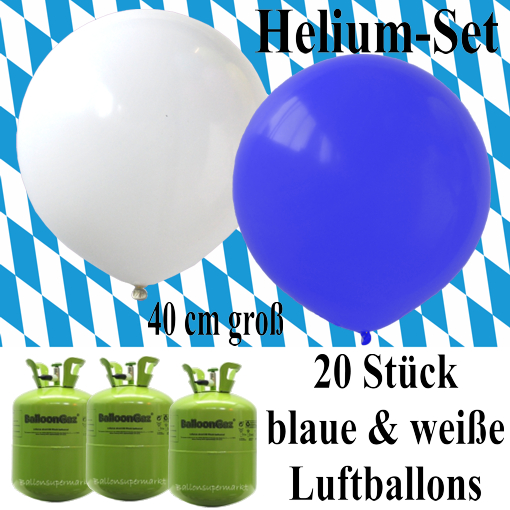 Dekoration-Oktoberfest-20-blaue-und-weisse-Helium-Luftballons-mit-Helium-Einweg