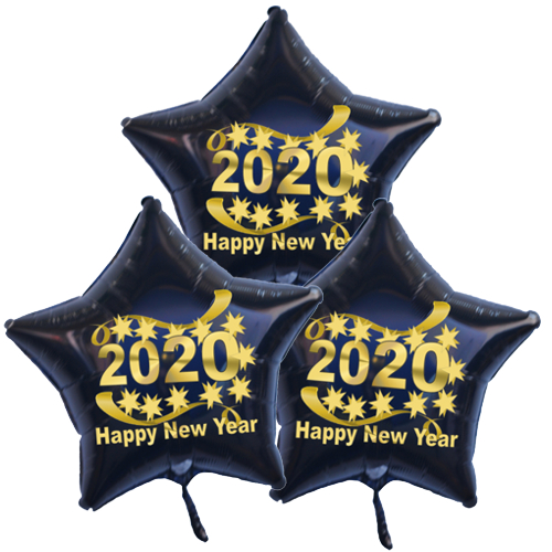 Dekoration-Silvester-3-Sternballons-aus-Folie-Happy-New-Year-2020