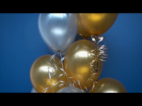 Dekoration Silvester: Goldene und Silberne Luftballons mit Helium