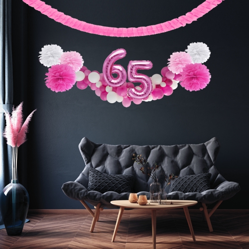 Dekorations-Set-zum-65.-Geburtstag-Wilde-Girlande-Pink-Rosa-Weiß-Dekorationsbeispiel