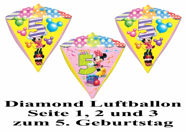 Diamond-Luftballon-aus-Folie-mit-Minnie-Mouse-zum-5.-Geburtstag