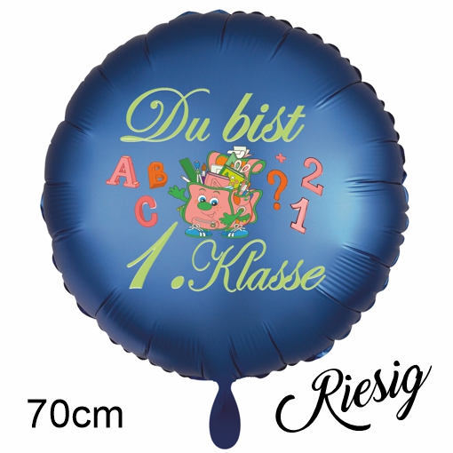 Du-bist-1.-Klasse-grosser-blauer-Luftballon-zur-Einschulung-mit-Helium