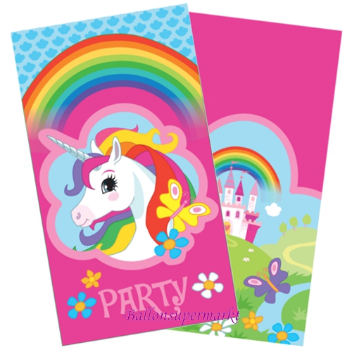 Einladungskarten-Einhorn-Partydekoration-zum-Kindergeburtstag-Unicorn-Fabelwesen