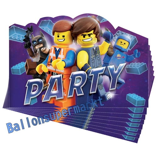 Einladungskarten-LEGO-Movie-2-Partydekoration-Kindergeburtstag-Emmet-Luci