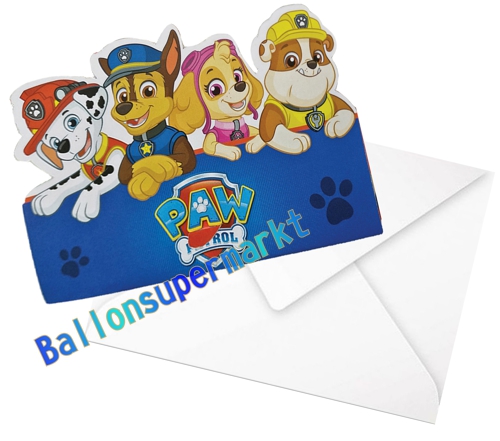 Einladungskarten-Paw-Patrol-2019-Partydekoration-zum-Kindergeburtstag-Chase-Skye-Rubble-Nickelodeon