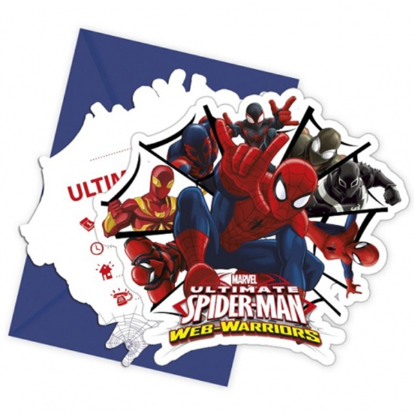 Einladungskarten-Spider-Man-Web-Warriors-Partydekoration-Kindergeburtstag-Marvel