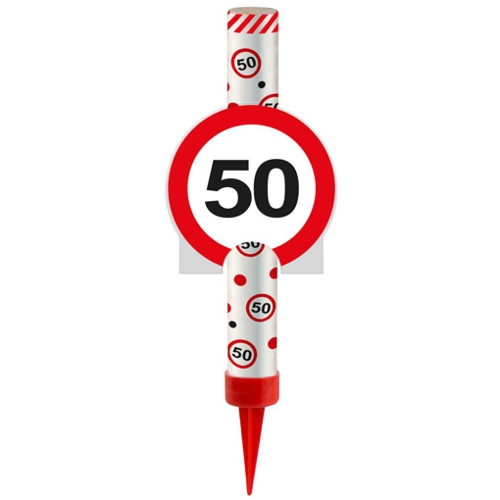 Eisfontaene-Verkehrsschild-50-Dekoration-50.-Geburtstag-Jubilaeum-Tischdekoration-Tortendeko