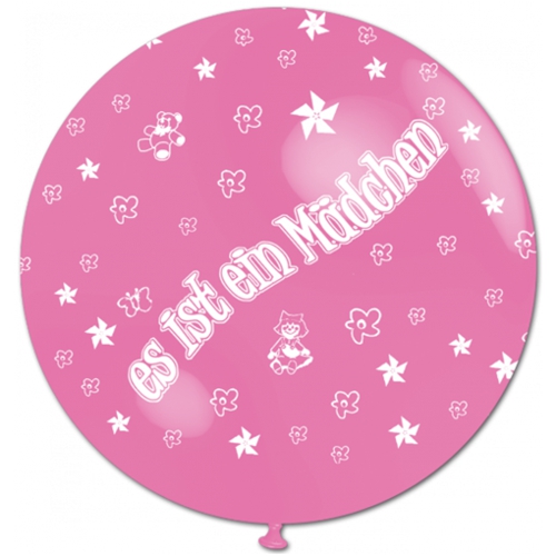 Es-ist-ein-Maedchen-Luftballon-Riesenballon-rosa-zur-Geburt-Taufe