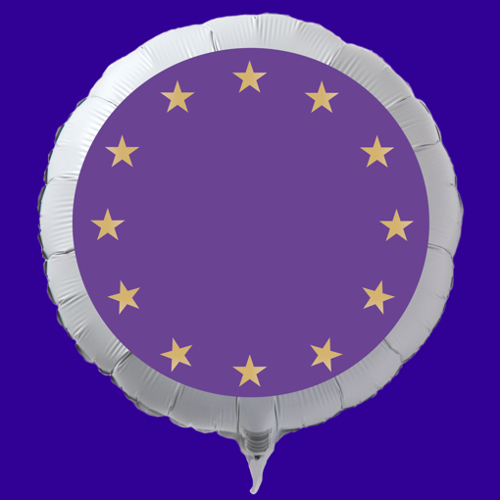 Weisser-Luftballon-aus-Folie-mit-Helium-Europa-Flagge