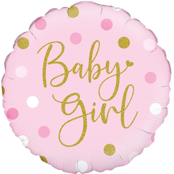 Folienballon-sparkling-baby-girl-dots-holografisch-Luftballon-zur-Geburt-Babyparty-Taufe-Maedchen-Glitter