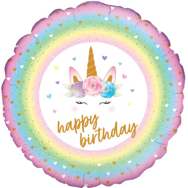 Folienballon-Happy-Birthday-Magical-Unicorn-holografisch-rund-Luftballon-Geschenk-Geburtstag-Einhorn-Seite-1