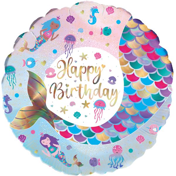 Folienballon-Happy-Birthday-Meerjungfrau-rund-Geschenk-zum-Geburtstag