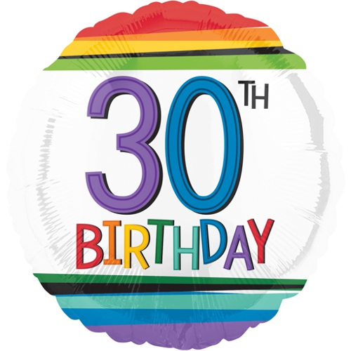 Folienballon-30.-Geburtstag-Rainbow-Birthday-30-Luftballon-Geschenk-Dekoration