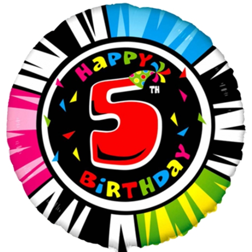 Folienballon-5.-Geburtstag-Happy-Birthday-Animalloon-5-Luftballon-Geschenk-Dekoration-Kindergeburtstag