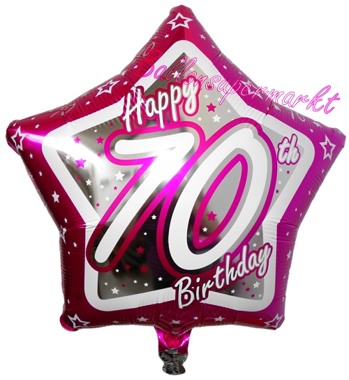 Folienballon-70.-Geburtstag-Pink-Star-Happy-70th-Birthday-Luftballon-Geschenk-Dekoration-Gruss