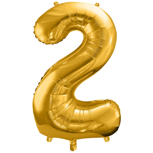 Folienballon-86cm-Zahl-2-Gold-Luftballon-Geschenk-Geburtstag-Jubilaeum-Firmenveranstaltung