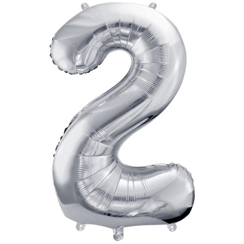 Folienballon-86cm-Zahl-2-Silber-Luftballon-Geschenk-Geburtstag-Jubilaeum-Firmenveranstaltung