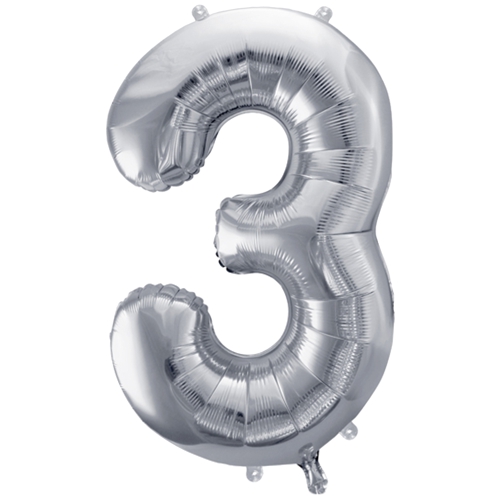 Folienballon-86cm-Zahl-3-Silber-Luftballon-Geschenk-Geburtstag-Jubilaeum-Firmenveranstaltung