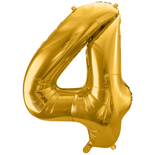 Folienballon-86cm-Zahl-4-Gold-Luftballon-Geschenk-Geburtstag-Jubilaeum-Firmenveranstaltung