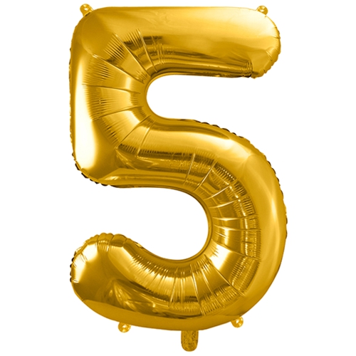 Folienballon-86cm-Zahl-5-Gold-Luftballon-Geschenk-Geburtstag-Jubilaeum-Firmenveranstaltung