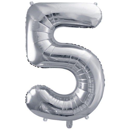Folienballon-86cm-Zahl-5-Silber-Luftballon-Geschenk-Geburtstag-Jubilaeum-Firmenveranstaltung