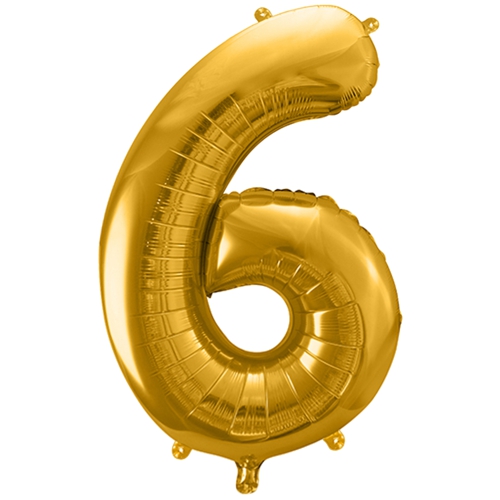 Folienballon-86cm-Zahl-6-Gold-Luftballon-Geschenk-Geburtstag-Jubilaeum-Firmenveranstaltung