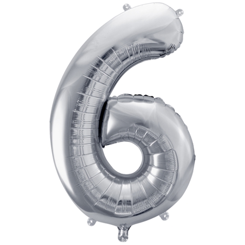 Folienballon-86cm-Zahl-6-Silber-Luftballon-Geschenk-Geburtstag-Jubilaeum-Firmenveranstaltung