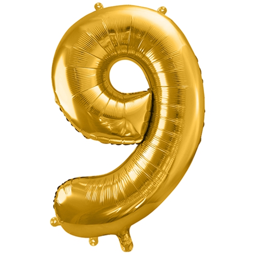 Folienballon-86cm-Zahl-9-Gold-Luftballon-Geschenk-Geburtstag-Jubilaeum-Firmenveranstaltung