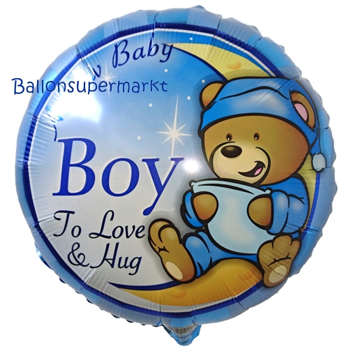 Folienballon-A-New-Baby-Boy-Teddy-Luftballon-zur-Geburt-Babyparty-Taufe-Junge