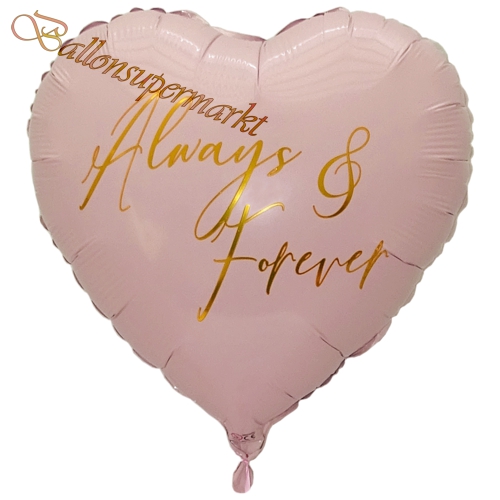 Folienballon-Always-and-Forever-Herzluftballon-Rosa-Gold-zur-Hochzeit-Dekoration-Geschenk