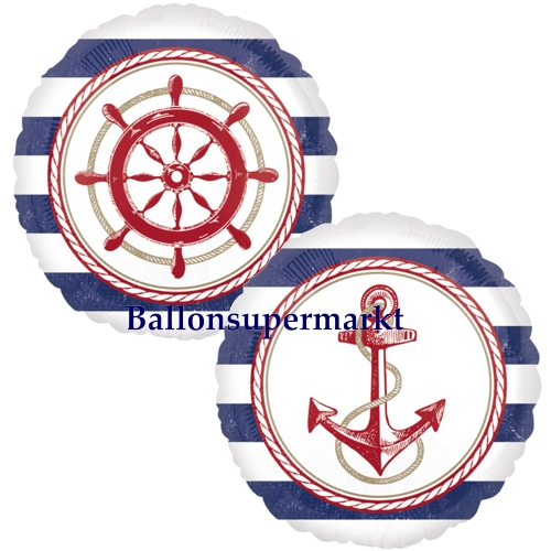 Folienballon-Anchors-Aweigh-rund-Luftballon-Dekoration-Geschenk-Mottoparty-Maritim