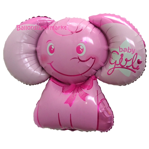 Folienballon-Baby-Girl-Elefantenbaby-Shape-Luftballon-zur-Geburt-Babyparty-Taufe-Maedchen