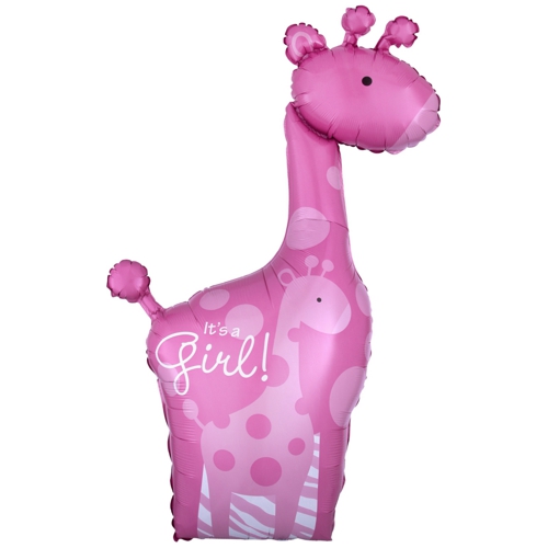 Grosse-Giraffe-Luftballon-aus-Folie-zu-Geburt-Taufe-Baby-Girl-Maedchen
