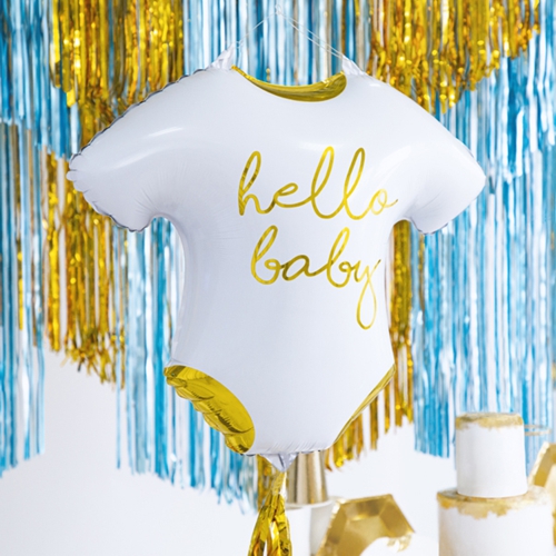 Folienballon-Babybody-Hello-Baby-Shape-Strampler-Luftballon-Dekoration-zur-Geburt-Taufe-Babyparty-Dekobeispiel