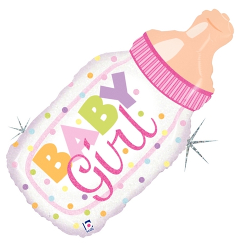 Folienballon-Babyflasche-Baby-Girl-holografischer-Shape-Luftballon-Dekoration-zur-Geburt-Taufe-Babyparty-Maedchen