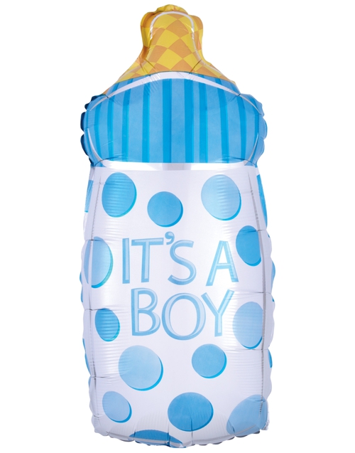 Folienballon-Babyflasche-Its-a-Boy-Luftballon-zur-Geburt-Babyparty-Taufe-Junge