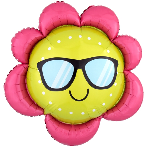 Folienballon-Blume-mit-Sonnenbrille-Fun-in-the-Sun-Luftballon-Geschenk-Kindergeburtstag-Sommer