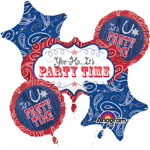 Folienballon-Bouquet-Bandana-and-Blue-Jeans-5-Luftballons-Geschenk-Geburtstag-Dekoration-USA-Party