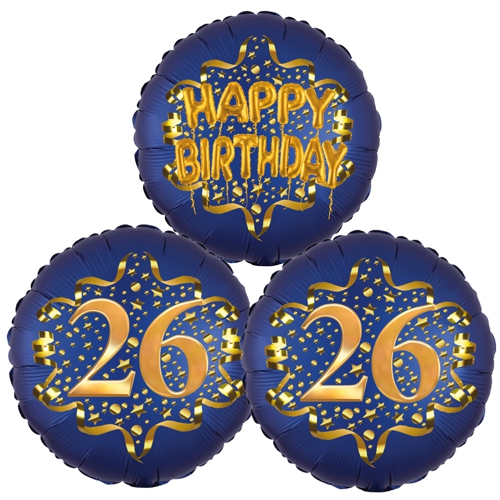 Folienballon-Bouquet-zum-26.-Geburtstag-Satin-Navy-Zahl-26-Happy-Birthday-Luftballons-Geschenk