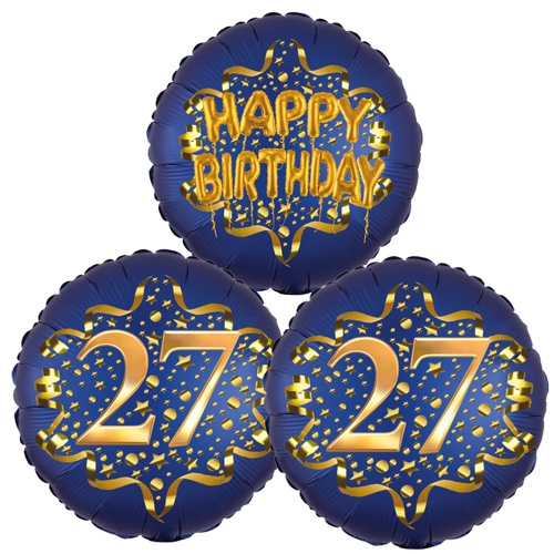 Folienballon-Bouquet-zum-27.-Geburtstag-Satin-Navy-Zahl-27-Happy-Birthday-Luftballons-Geschenk