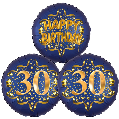 Folienballon-Bouquet-zum-30.-Geburtstag-Satin-Navy-Zahl-30-Happy-Birthday-Luftballons-Geschenk